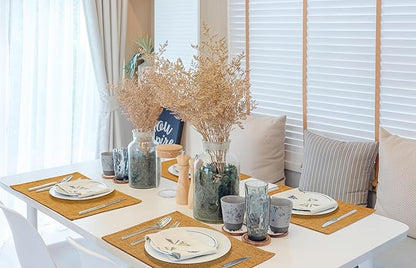 homing Amber Cloth Placemats Set of 8 – Cotton Linen Blend Washable Farmhouse Dining Table Mats for Fall & Thanksgiving, Easy to Clean, 13 x 19 Inch