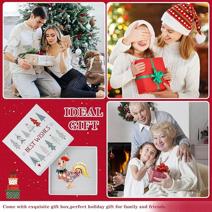 WhatSign Metal Chicken Ornaments - Farm Animal Gift for Christmas Tree Decorations