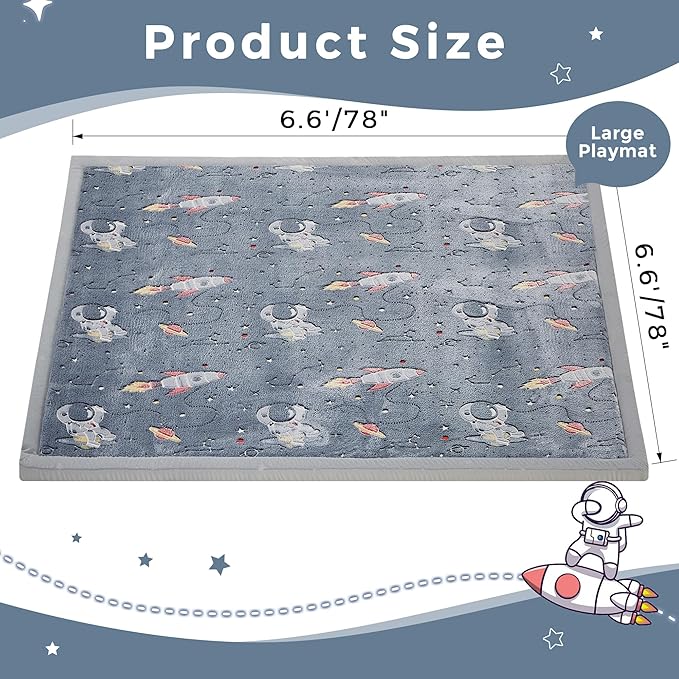 MAXYOYO Baby Play Mat, 1.2" Thick Memory Foam Soft Padded Carpet with Non-Slip Backing, Japanese Tatami Rug Living Room for Kids Toddler Children Nusery