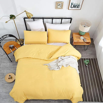 Wellboo Yellow Comforter Sets Queen Light Color Bedding Comforter Sets Cotton Solid Bright Yellow Warm Bedding Blankets Soft Health Spring Fresh Luxury Bedding Women Men Durable Bed