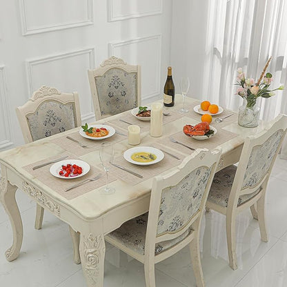 Leetaltree Beige Placemats Set of 24 - Heat Resistant Non-Slip Place mats for Dining Table, Washable Durable PVC Vinyl Woven Table Mats（Beige, 24）