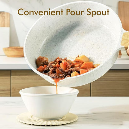 SENSARTE Nonstick Ceramic Sauté Pan 11-Inch/4.3QT, Non-toxic Deep Frying Pan Skillet with Lid, Healthy Jumbo Cooker, Stay Cool Handle, Induction Compatible, PFOA & PFAS Free