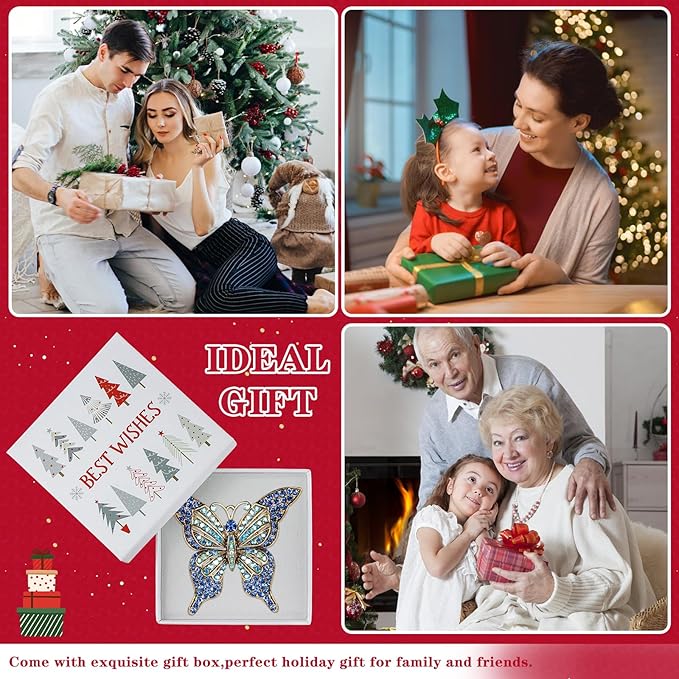 WhatSign Butterfly Ornament for Christmas Tree - Metal Monarch Hanging Christmas Ornaments 2025 Decorations Unique Keepsake Ornaments Gifts for Kids Girls Women Sister