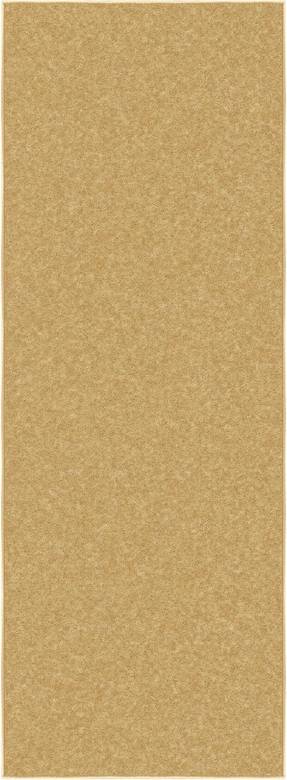 Machine Washable Modern Solid Design Non-Slip Rubberback 2x6 Traditional Runner Rug for Hallway, Kitchen, Bedroom, Living Room, 2'2" x 6', Beige