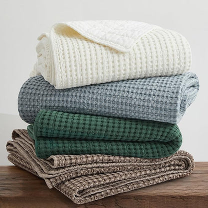 Levtex Home Mills Waffle King Bedspread Set (120x104in) with 2 Pillow Shams (36x20in) - Forest Green - Cotton King Size Bedspread Set - Soft, Pre-Washed
