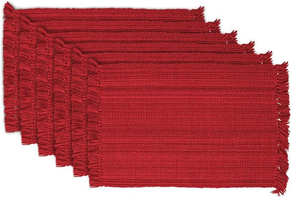 DII Variegated Tabletop Collection, Placemat Set3x19, Tango Red, 6 Piece