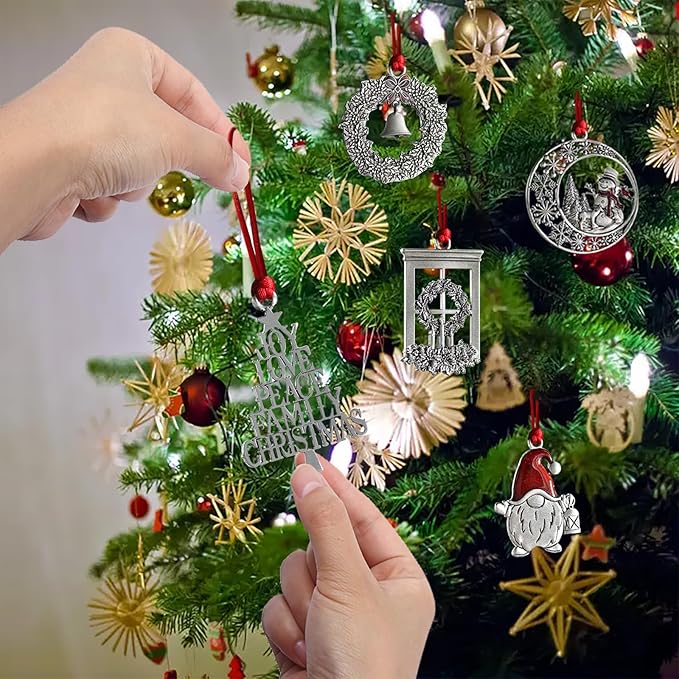 Christmas Ornaments, 2025 Solid Pewter Christma Tree Ornament Handcrafted Metal DIY Hanging Craft Collectibles for Xmas Trees Home Party Party Gifts (Christmas Tree)