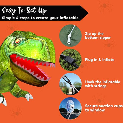 Joiedomi 4.5 FT Tall Inflatable Halloween Window Decorations, Halloween Inflatables Outdoor Decorations, Dinosaur Blow Up Decor Outside for Window Yard Decor