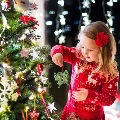 PETCEE Green Butterfly Christmas Ornaments - 2025 Monarch Butterfly Keepsake Christmas Tree Decorations Monarch Hanging Ornaments Gifts for Girl Friend Daughter Sister Mother Granddaughter