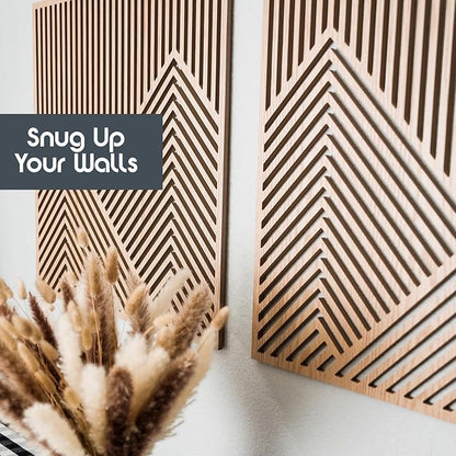 SnugLife 2 Pcs Wood Mountain Wall Art - Modern Wooden Panel Mountain Wall Decor, Decorative Forest Nature Abstract Line Minimalist Wall Art for Living Room Bedroom Farmhouse - Large 23.5”x23.5”