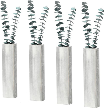 Wood Wall Planter 4 Pack Wall Decor for Artificial Flower Plants Wooden Plants Holder Wall Plant Pocket Vase Hanging for Living Room Bedroom Dining Room Bathroom Indoor Decroation (Light Grey)