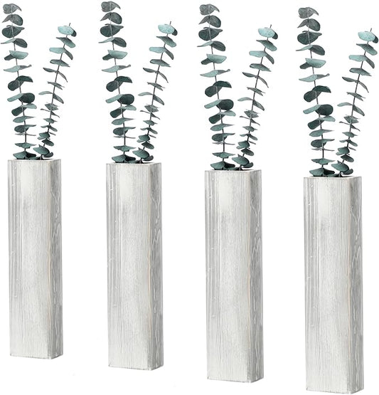 Wood Wall Planter 4 Pack Wall Decor for Artificial Flower Plants Wooden Plants Holder Wall Plant Pocket Vase Hanging for Living Room Bedroom Dining Room Bathroom Indoor Decroation (Light Grey)