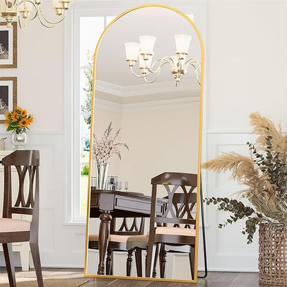 Antok Full Length Mirror, 71"x28" Floor Mirror Freestanding, Oversized Floor Standing Mirror Full Body Mirrors with Stand for Bedroom, Hanging Mounted Mirrors for Living Room Cloakroom, Gold