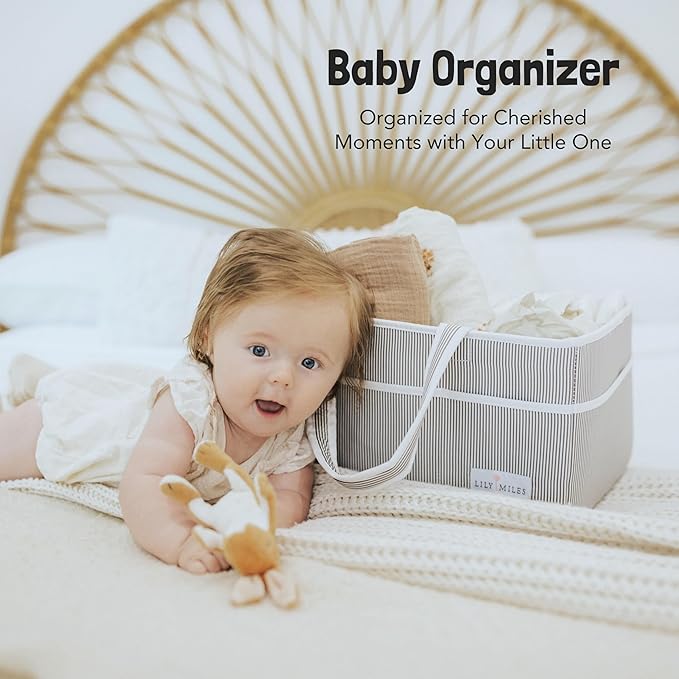 Lily Miles Baby Diaper Caddy Organizer - Girl Nursery Storage Basket Bin - Baby Item - Baby Organizers and Storage - Pink Blush, Large