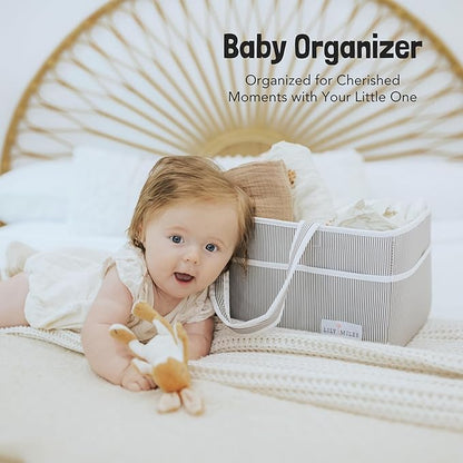 Lily Miles Baby Diaper Caddy Organizer - Girl Nursery Storage Basket Bin - Baby Item - Baby Organizers and Storage - Pink Blush, Large