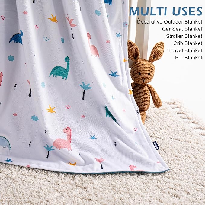 Baby Blanket for Boys Girls Super Soft Blanket,Fluffy Warm Lightweight Baby Receiving Blankets,Double Layer with Dotted Backing for Toddler Nursery (Dinosaur, 30 * 40inch)