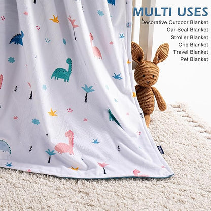 Baby Blanket for Boys Girls Super Soft Blanket,Fluffy Warm Lightweight Baby Receiving Blankets,Double Layer with Dotted Backing for Toddler Nursery (Dinosaur, 30 * 40inch)