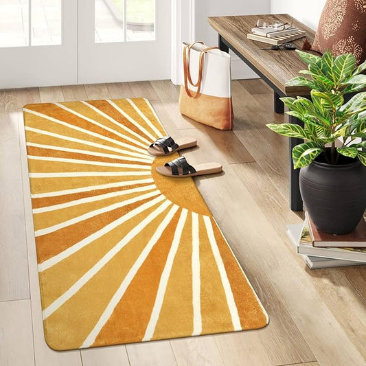 Lahome Boho Runner Rug - Area Non-Slip Washble Laundry Room Small Throw Entryway Indoor Kitchen Mats Sun Print Distressed Carpet Runners for Hallway Bedroom Bathroom Kids Nursery Rug, 2'x4'