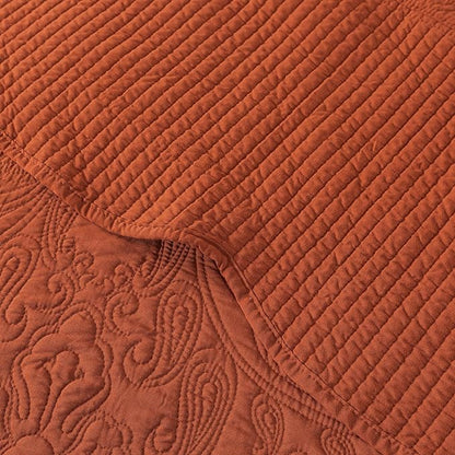 HoneiLife Oversized King Bedspreads - California King Quilt 128x120, 4-Piece Cal King Quilt Sets,Rustic Bedding Sets King Size,Extra Large Coverlets Lightweight Bed Cover for All Season Use-Rust