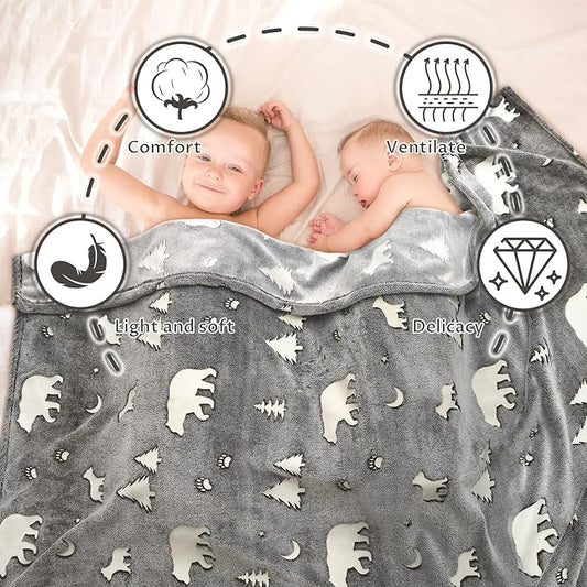 Bear Gifts Toys for Kids Boys Baby-Glow in The Dark Blanket Bear Presents for Birthday Bear Decor Age 12 3 4 5 6 7 8 9 10 Years Old Toddler