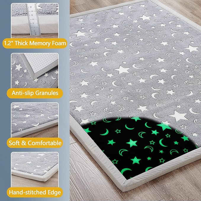 MAXYOYO Baby Play Mat, 1.2" Thick Memory Foam Soft Padded Carpet with Non-Slip Backing, Japanese Tatami Rug Living Room for Kids Toddler Children Nusery