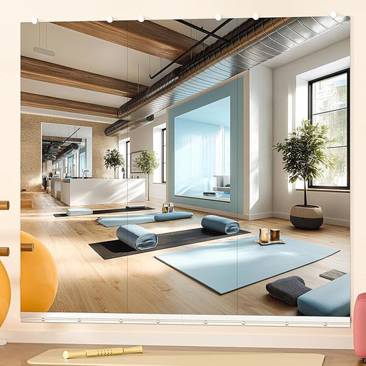 Hasipu Home Gym Mirror, 55"x21" Each, 3-Pack Frameless Wall Mounted Mirrors with Glass Clamps & Aluminum Rail, Large Body Mirror for Home Gym, Yoga Studio, Bedroom, Silver Tempered Glass