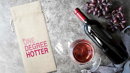 One Degree Hotter Graduation Wine Bag (1 Pack)- Graduation Gift For High School BA, BS, College Grad, Congrats Grad, Cotton linen Wine Gift Bag With Drawstring -A068