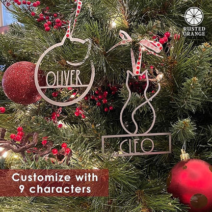 Man's Best Friend Personalized Pet Ornaments (2 Pack; 4 Inch) - Custom Name and Personalized Dog and Paw Design Christmas Ornaments for Christmas Tree