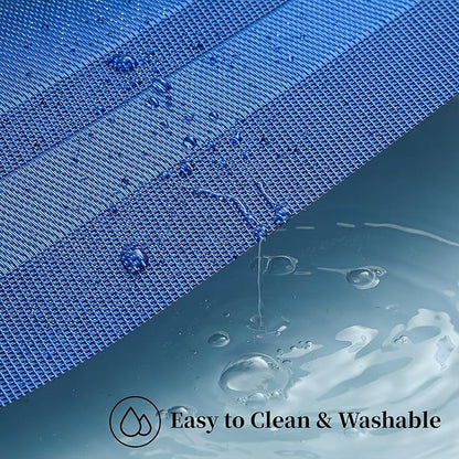 Leetaltree Blue Frame Placemats Set of 12 - Heat Resistant Non-Slip Place mats for Dining Table, Washable Durable PVC Vinyl Woven Table Mats（Blue Frame, 12）