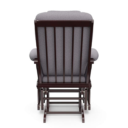 Storkcraft Tuscany Custom Glider and Ottoman with Free Lumbar Pillow (Espresso/Slate Gray Swirl) - Cleanable Upholstered Comfort Rocking Nursery Chair with Ottoman