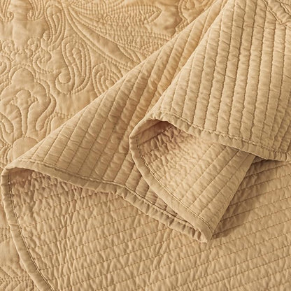 HoneiLife California King Quilt 128x120 - Oversized King Bedspreads 4-Piece,Rustic Bedding Sets Quilted,Reversible Coverlets Lightweight Bed Cover for All Season Use-Yellow