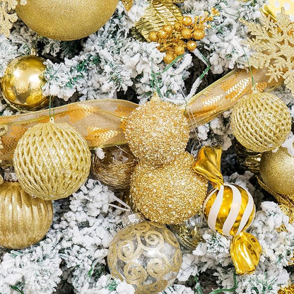6pcs 3.94" Christmas Ball Ornaments Glitter Shatterproof Christmas Tree Ornaments Sequin Xmas Hanging Balls Decorations for Wedding Party Holiday(Gold, 6pc-10cm)