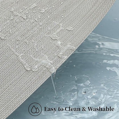 Leetaltree Beige White Placemats Set of 8 - Heat Resistant Non-Slip Place mats for Dining Table, Washable Durable PVC Vinyl Woven Table Mats（Beige White, 8）