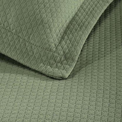 Superior Solitaire Cotton 3 Piece Bedspread Set, Home Bed Decor, Decorative Textured Bed Spread, 2 Pillow Shams, Airy Blanket, Matelasse Coverlet Bedding, All-Season Accent Blanket, King, Sage