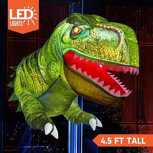 Joiedomi 4.5 FT Tall Inflatable Halloween Window Decorations, Halloween Inflatables Outdoor Decorations, Dinosaur Blow Up Decor Outside for Window Yard Decor