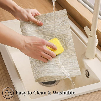 Leetaltree Wheat Placemats Set of 4 - Heat Resistant Non-Slip Place mats for Dining Table, Washable Durable PVC Vinyl Woven Table Mats（Wheat, 4）