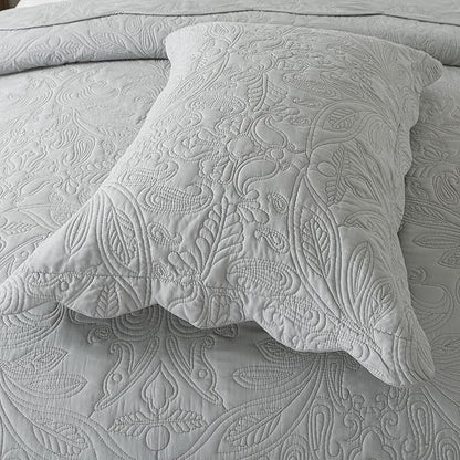 HoneiLife King Quilt Bedding Set - 3 Pieces Microfiber Quilt Sets Lightweight Bedspreads Reversible Coverlets Retro Bed Cover Quilt King Size All Season Quilts-Light Grey