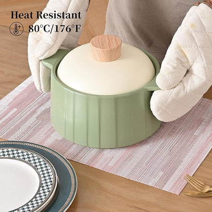 Leetaltree Misty Rose Placemats Set of 4 - Heat Resistant Non-Slip Place mats for Dining Table, Washable Durable PVC Vinyl Woven Table Mats（Misty Rose, 4）