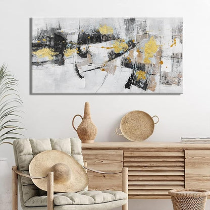 Abstract Canvas Wall Art Wall Decor Pictures Maximalist Home Decor Wall Art Prints Black Gold Modern Artwork for Living Room Wall Bedroom Kitchen Office Decor Ready to Hang 20"×40"