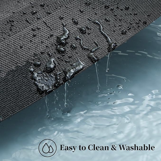 Leetaltree Black Frame Placemats Set of 8 - Heat Resistant Non-Slip Place mats for Dining Table, Washable Durable PVC Vinyl Woven Table Mats（Black Frame, 8）