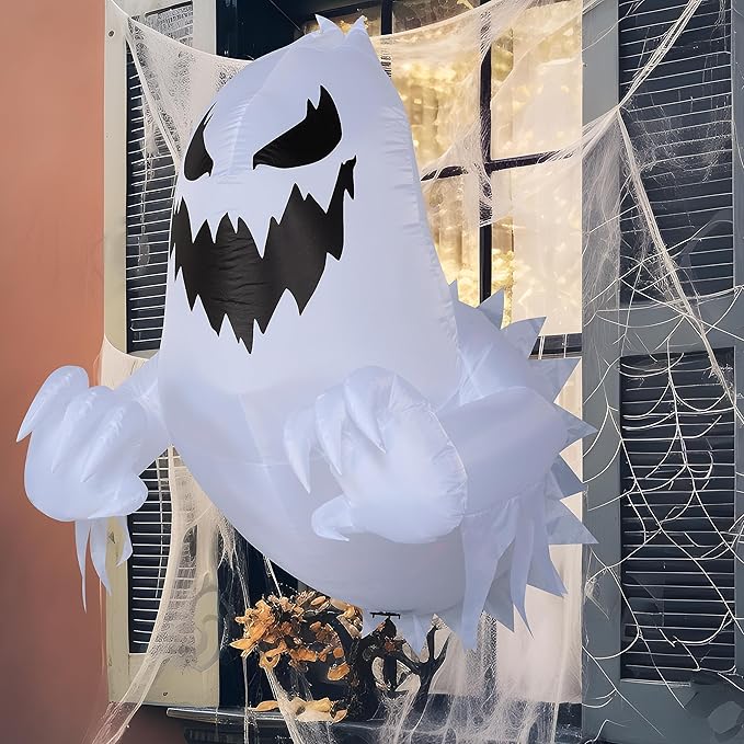 Joiedomi 4.5 FT Tall Halloween Inflatable Ghost Outdoor Decoration, Ghost Blow Up Yard Decorations with Rotating LED for Scary Halloween Decor, Window Decor