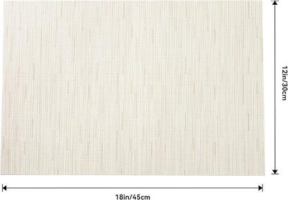 Leetaltree Pale Beige Placemats Set of 6 - Heat Resistant Non-Slip Place mats for Dining Table, Washable Durable PVC Vinyl Woven Table Mats（Pale Beige, 6）