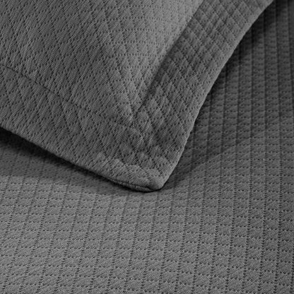 Superior Solitaire Cotton 3 Piece Bedspread Set, Home Bed Decor, Decorative Textured Bed Spread, 2 Pillow Shams, Airy Blanket, Matelasse Coverlet Bedding, All-Season Accent Blanket, Queen, Grey