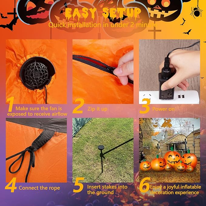 8.7FT Long Halloween Inflatables Outdoor Decorations Pumpkin Large Halloween Decor Outside Blow Ups 7 Built-in LED Lights for Indoor Yard Lawn Party Porch Garden