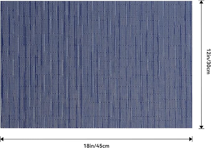 Leetaltree Blue Placemats Set of 6 - Heat Resistant Non-Slip Place mats for Dining Table, Washable Durable PVC Vinyl Woven Table Mats（Blue, 6）