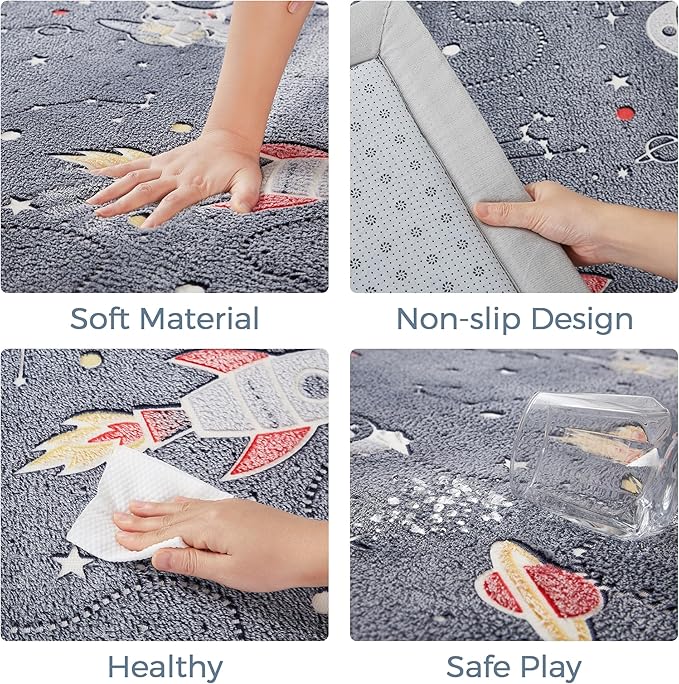 MAXYOYO Baby Play Mat, 1.2" Thick Memory Foam Soft Padded Carpet with Non-Slip Backing, Japanese Tatami Rug Living Room for Kids Toddler Children Nusery