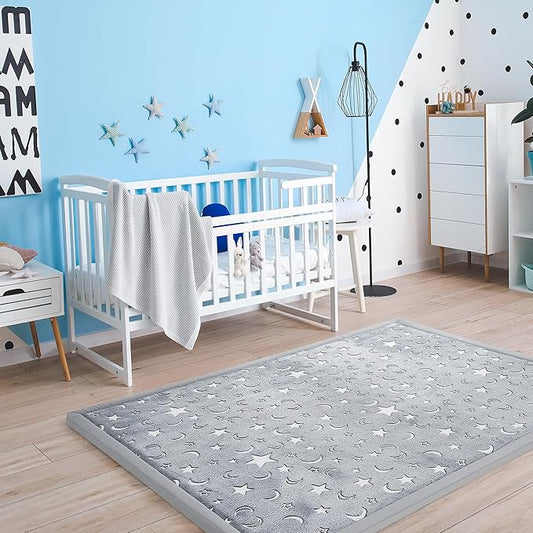 MAXYOYO Baby Play Mat, 1.2" Thick Memory Foam Soft Padded Carpet with Non-Slip Backing, Japanese Tatami Rug Living Room for Kids Toddler Children Nusery