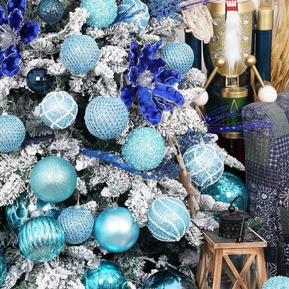 3.15" Christmas Ball Ornaments Glitter Shatterproof Christmas Tree Ornaments Sequin Xmas Hanging Balls Decorations for Wedding Party Holiday(Light Blue)