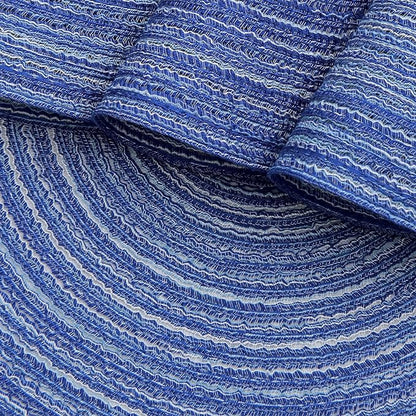 SHACOS Round Braided Placemats 15 inch Set of 4 Washable Kitchen Table Placemats for Home Wedding Party (Blue White, 4)