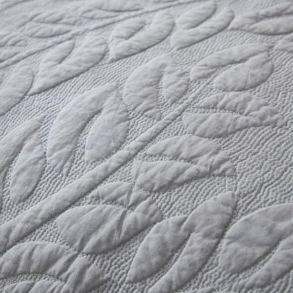 MarCielo 3-Piece 100% Cotton Oversized Bedspread Lightweight Quilt Coverlet Embroidery Farmhouse Bedding Set T0 (Light Grey, Oversized King (118"x106"))
